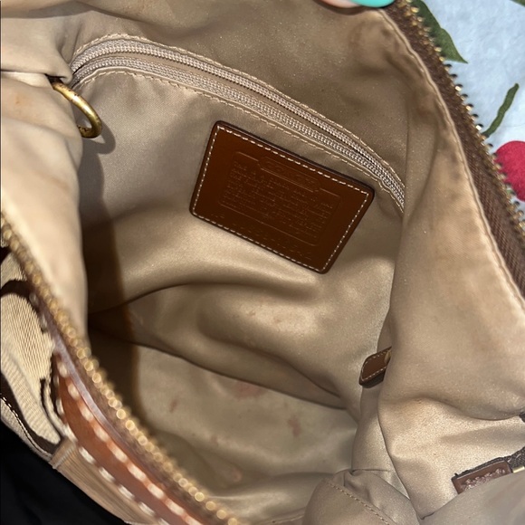 Brown and Tan Designer Coach Shoulder Bag - Picture 3 of 3